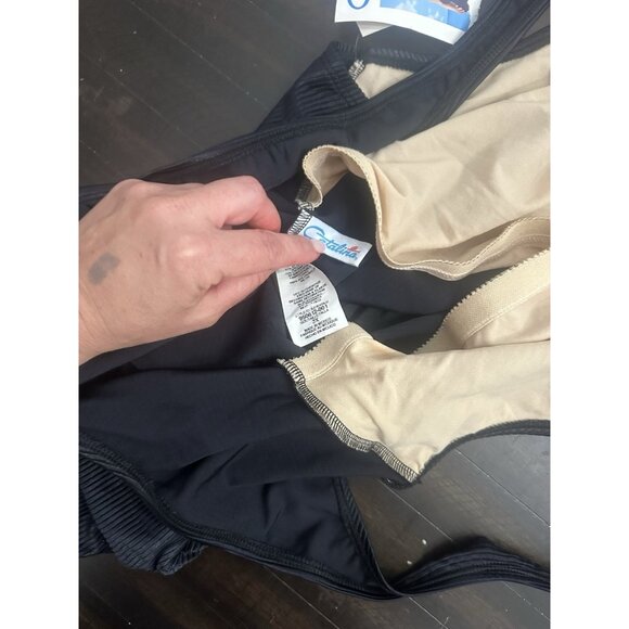 90's Vintage Catalina Swimsuit Ribbed Black Low Back High Cut Leg Sz 3x NWT - Picture 4 of 4